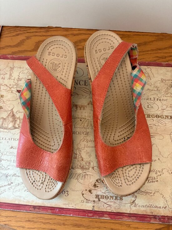 Crocs Shoes - Crocs A-Leigh Cork Wedge Sandals - Women's Size 10 - Like New - CAD $35